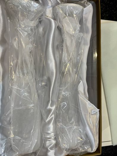 Wedding champagne flutes with crystals in box