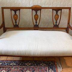 victorian small upholstered bench / sofa