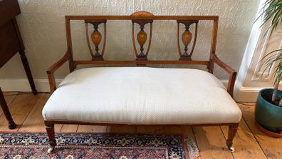 victorian small upholstered bench / sofa