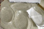 SET OF 4 Arcoroc ASPEN LEAF Oval Serving Dish 8 x 5 - Excellent Vintage Condition
