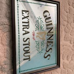 Guinness Extra Stout Bar Mirror, Framed, Harp and Shamrocks