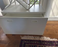 Ikea SMASTAD large white bench lego or toy storage or chest rolling with handles