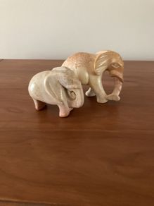 Mike her and baby elephant soap stone statues