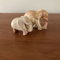 Mike her and baby elephant soap stone statues