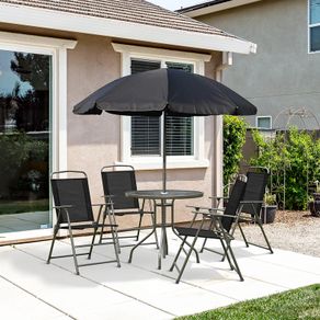 6 Pcs Bistro Set, Texteline-Black