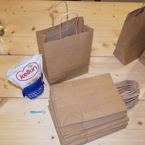 Lot of 40 pcs Eco friendly Top quality brown carrier bags twisted handles size 18 cm x 8 cm x 24 cm  Job Lot 40 pcs for gifts, presents, shops, retail, kraft shops valentine's day