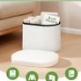 Small Ottoman Storage Stool, Oval Folding Boucle Footstool, Foldable Foot Rest, for Living Room, Bedroom, Dorm,41x31x31cm,White Image 3