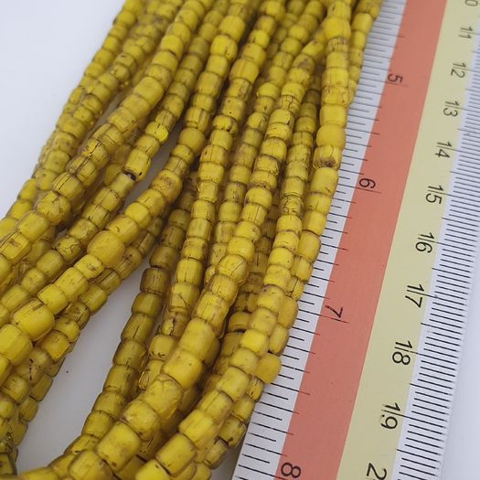 Antique Venetian Yellow Trade 3-5mm Beads Necklace Strands