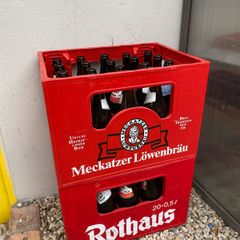 Homebrew beer bottles with crates