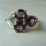 925 Sterling Silver Purple Spinel and Diamond Trilogy Cluster Ring Size N 1/2 Image 7