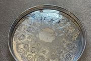 mid-20th century round silver-plated gallery tray