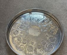 mid-20th century round silver-plated gallery tray