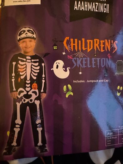 Halloween Skeleton Costume 5-6 years old