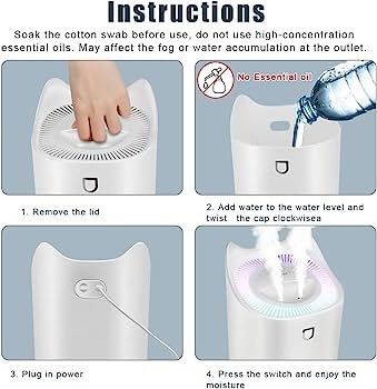 3L Humidifier for Bedroom (Lasts Up to 20 Hours), Air Humidifier with Color Changing Night Light for Home Office, 3 Mist Modes,2 Nozzles,Auto Shut Off (FREE SHIPPING)