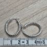 Sterling Silver 925 Diamond Cut Textured Oval Hoop Earrings 2.8g Image 3