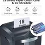 18-Sheet Cross-Cut Heavy Duty Paper Shredder 60-Min Runtime, 23-Litre Pullout Bin, 4 Casters, for Industrial and Business Use, Black Image 2