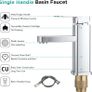 FREE POSTAGE Basin Tap Washroom Hot and Cold Mixer Tap Single Lever Bathroom Sink Faucet with 80CM UK Standard Hoses, Chrome Image 5