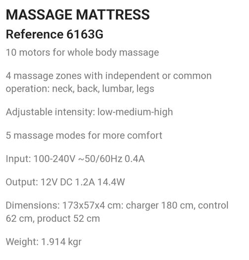 Massage mattress with heat option
