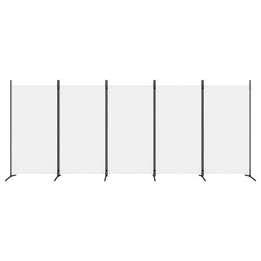 5-Panel Room Divider White 433x180 cm Fabric