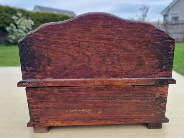 Wooden miniature vintage bench with music box