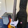 Aria Pro II Jazz Bass and Fender Rumble 25 Amp Gig Bag and Stand Included Image 2