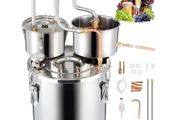 Alcohol Still, 5 Gal / 19 L Stainless Steel Water Alcohol Distiller with Copper Coil for Fast Cooling