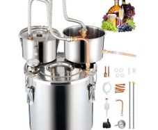 Alcohol Still, 5 Gal / 19 L Stainless Steel Water Alcohol Distiller with Copper Coil for Fast Cooling