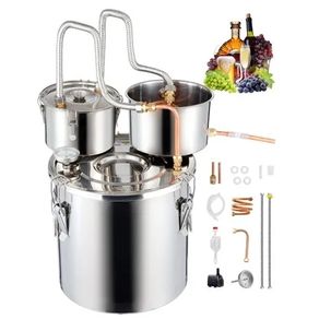 Alcohol Still, 5 Gal / 19 L Stainless Steel Water Alcohol Distiller with Copper Coil for Fast Cooling