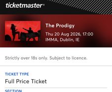 Prodigy / Carl Cox Tickets X 2