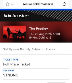 Prodigy / Carl Cox Tickets X 2