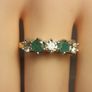 18ct Gold Vintage Diamond and Emerald 5 Stone Ring Image 10