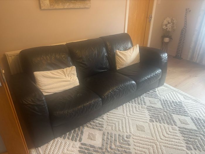 black leather sofa