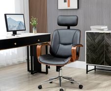 Office chair, office chair with removable headrest height adjustable and tilt function, 66x65x125cm, black