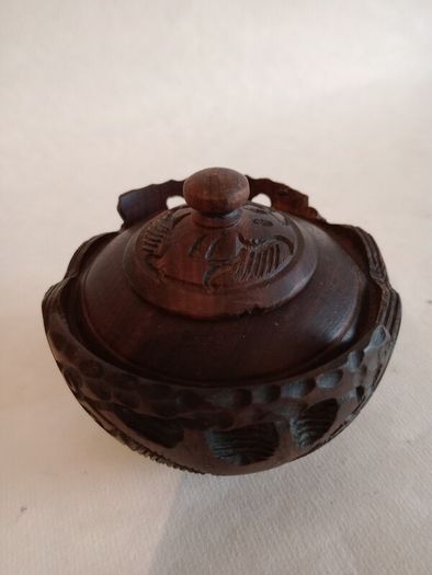 Antique Hand Carved Hardwood Treen Box
