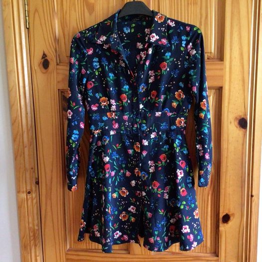 Zara Navy Blue Floral play suit size M 10/12 postage included