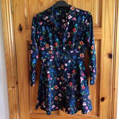 Zara Navy Blue Floral play suit size M 10/12 postage included