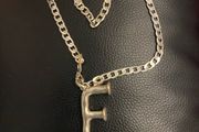 Large "F"Initial on Silver Chain.