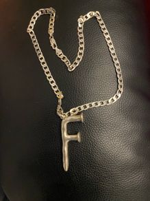 Large "F"Initial on Silver Chain.