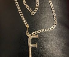 Large "F"Initial on Silver Chain.