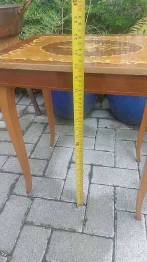 Vintage Mid Century Side Table with a Handmade Marquetry Panel Top Featuring a Floral Motif, Unknown Maker, Presume Italian-Made, Condition Issues, Needs Restoring