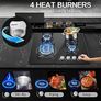 Gas Hob 4 Burners, 60cm Black Glass Built-in Cooktop with 8060W Wok Burner & Thermocouple Protection, Natural Gas & LPG Compatible Image 3