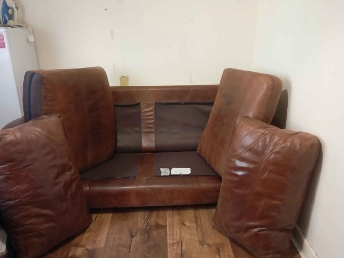 John Lewis Leather Sofa & Chair