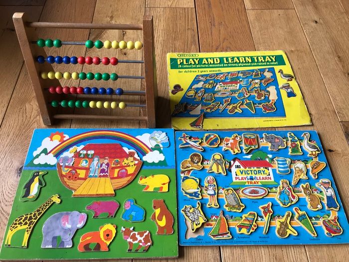 Vintage 1970's Abacus and Play and Learn Puzzles