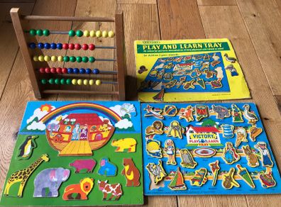 Vintage 1970's Abacus and Play and Learn Puzzles
