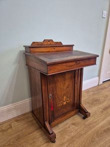 Inlaid walnut davenport desk and chair
