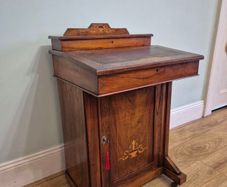 Inlaid walnut davenport desk and chair