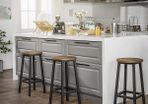 New 2 Rustic Brown Kitchen Bar Stools - FREE P&P