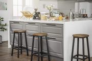 New 2 Rustic Brown Kitchen Bar Stools - FREE P&amp;P