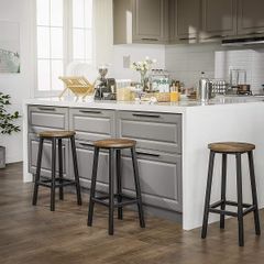 New 2 Rustic Brown Kitchen Bar Stools - FREE P&P