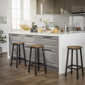 New 2 Rustic Brown Kitchen Bar Stools - FREE P&P
